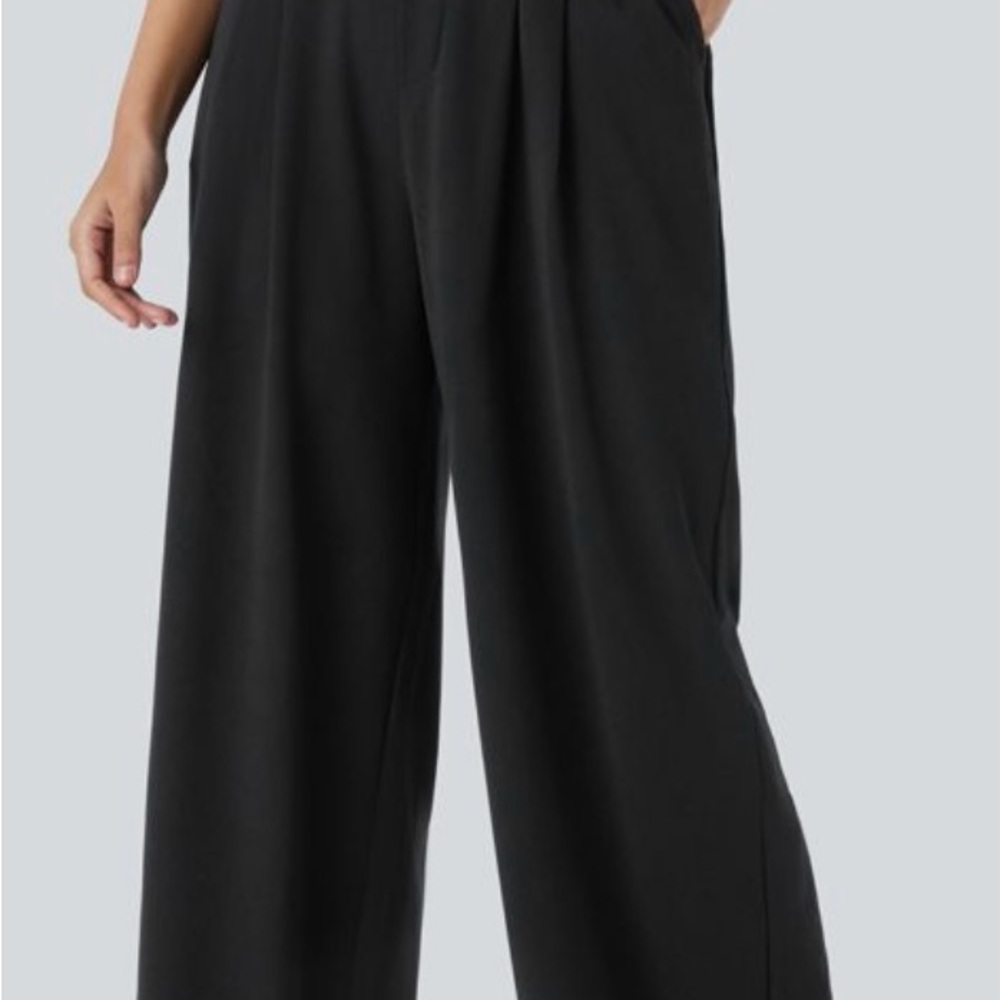 HALARA Black Wide-Leg Pants pleated trousers High Waisted Flex